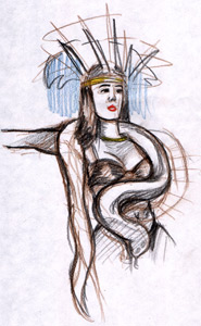 Rough Sketch of Salma Hayek as Santanico Pandemonium