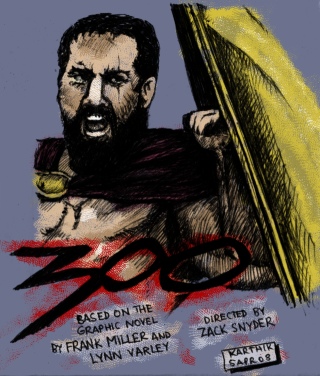300 — Drawing by Karthik Abhiram [colour version, done with GIMP]