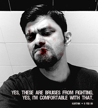 Fight Club inspired photomanipulation starring Karthik Abhiram — Bruises from Fighting