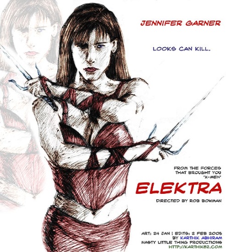 Jennifer Garner — Elektra — Art by Karthik